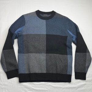 Banana Republic Men's Blue and Gray Crewneck Sweater recycled Italian wool